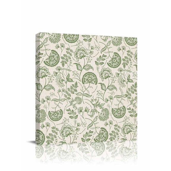Farmhouse Sage Green Floral Canvas Wall Art, Linen Boho Flower Rustic Country Framed Wall Decor Modern Artwork Prints Painting for Living Room, Bedroom, Kitchen & Cafe Decor 8x8 Inch