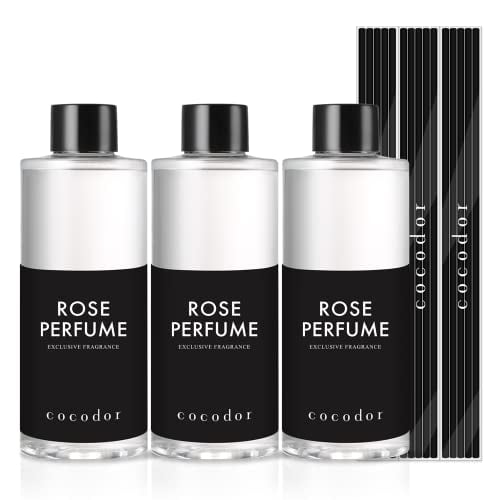 Cocodor Reed Diffuseur d'Huile Recharge/rose Parfum/6.7 Oz (200ml)/3 Pack/aromathérapie, Parfum d'Intérieur, Huiles Parfumées