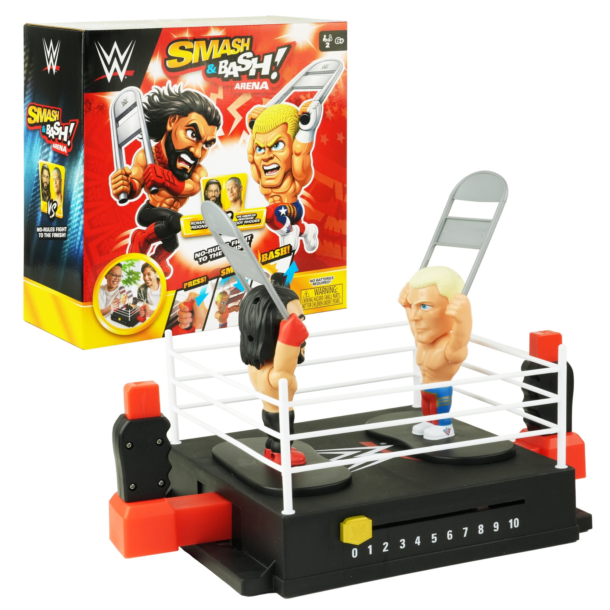 WWE Smash & Bash Arena Board Game, Featuring Cody Rhodes & Roman Reigns, 2 Player Interactive WWE Ring Game with Controllers, 6+ (Walmart Exclusive)