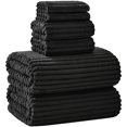 thumbnail image 1 of Juego de toallas de baño NALIVO extra grandes, 6 piezas, microfibra negra, 1 of 9