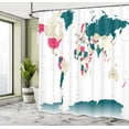 thumbnail image 4 of Ambesonne Earth Shower Curtain, World Map Print Capital City, 69"Wx84"L, Dark Teal, 4 of 4