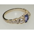 thumbnail image 5 of LBG British Made 10k White Gold Natural Tanzanite & Cultured Pearl Womens Trilogy Ring - 33 size options - Sizes 4 to 12 Available, 5 of 7