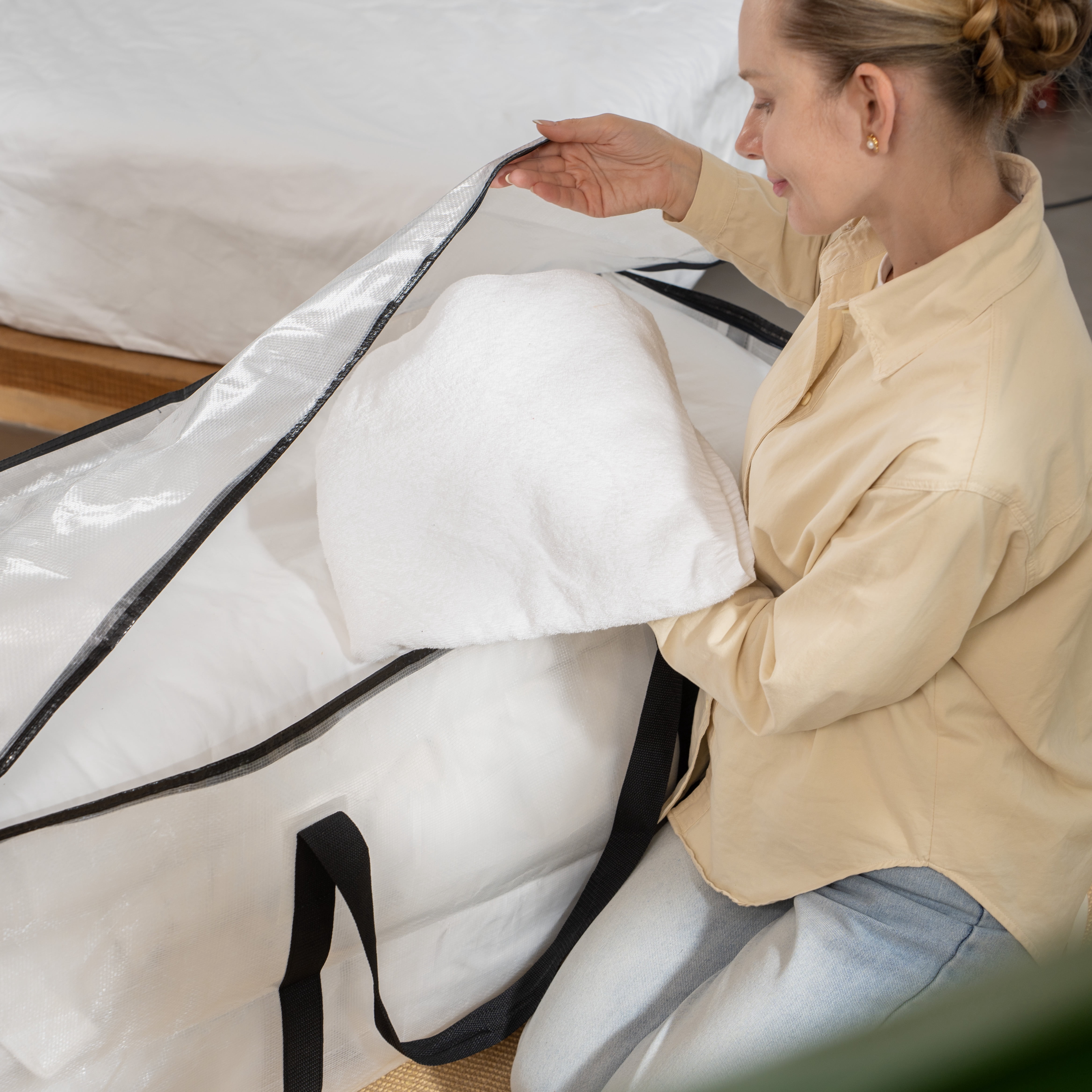 Mainstays Heavy Duty Clear 62 Gallon Storage Bag with Dual Carry Handles