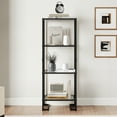 thumbnail image 2 of 4-Tier Tempered Glass Display Shelf Bookshelf, Modern Open Shelf Bookshelf, Slim Shelving Unit Bookcase for Living Room, Home Office, Bedroom, Black, 2 of 11