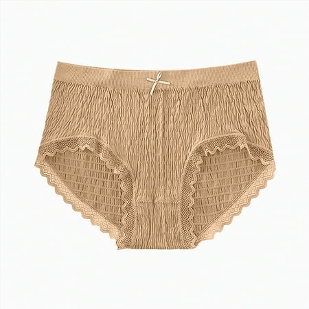 Meiodtion Underwear for Women No Show Thong Comfort Seamless Panty Cute Cheeky Bikini Elastic Waist Panties  Khaki  M