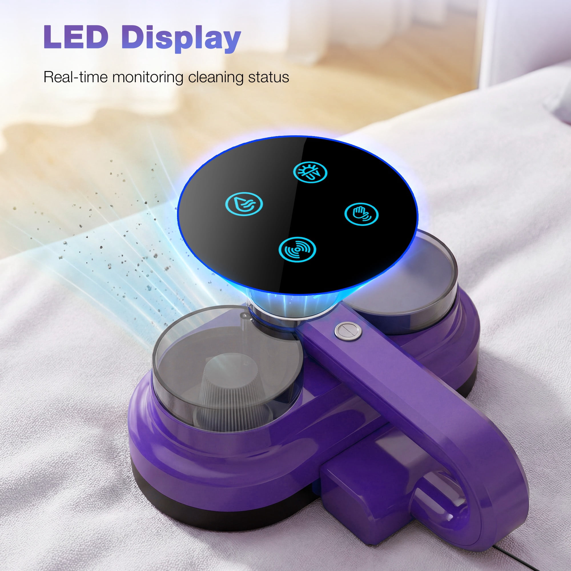Maircle Mattress Vacuum Cleaner, Corded Bed Vacuum with 253.7nm UV-C Light, Ultrasonic & High Heating 16Kpa Powerful Double-Cup Handheld Vacuum for Bed, Sofa, Couch
