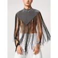 thumbnail image 2 of Camisa Playera Flecos Cuello Alto Bohemio Para Hombre Sexy, 2 of 8