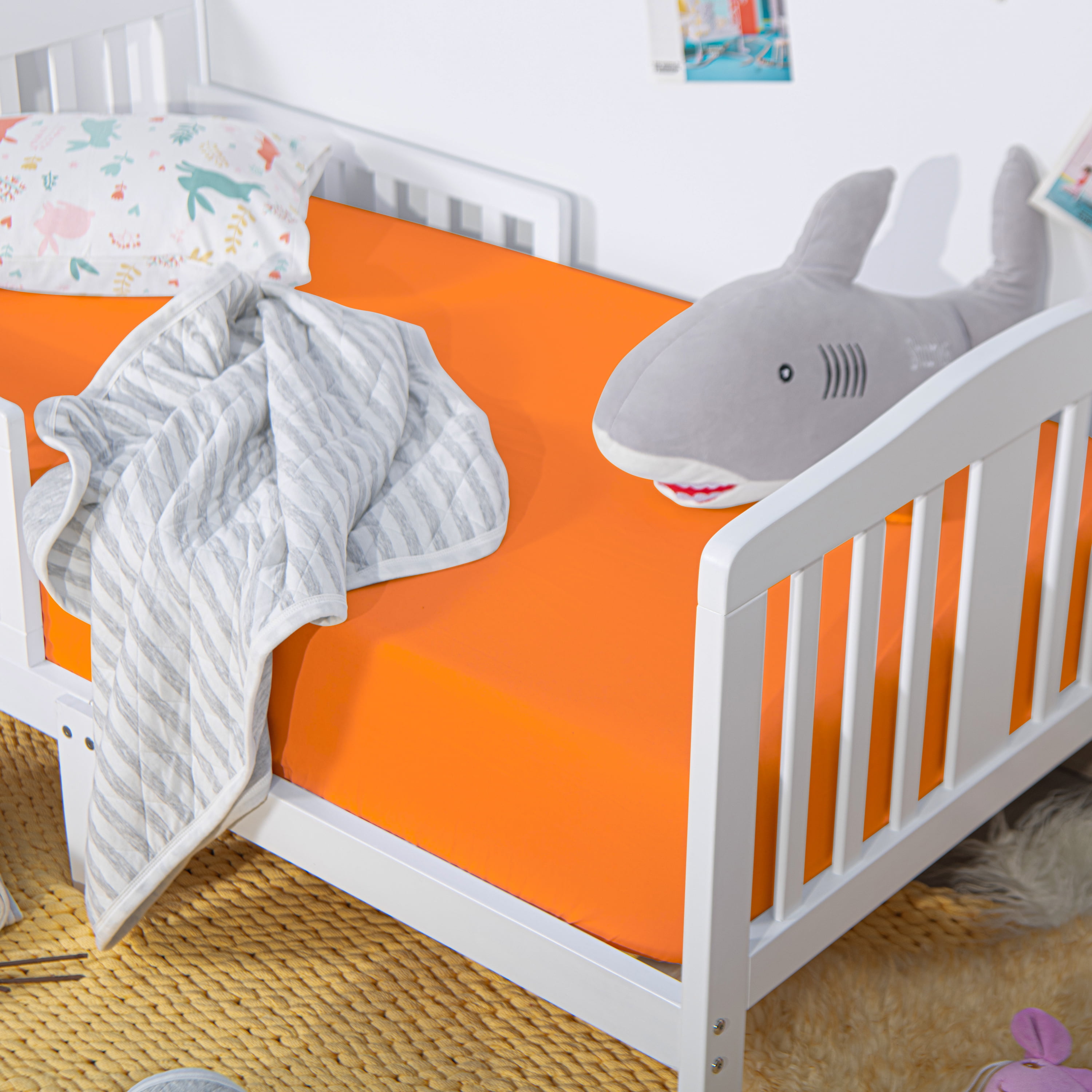 2 Pack Microfiber Easy Care Fitted Crib Sheet, Ultra Soft and Cozy Toddler Sheet for Baby Boys and Girls, Orange, 28" x 52"