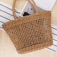 thumbnail image 4 of Bolso de paja para mujer a la moda, bolso tejido a mano para playa de verano, bolso de mano de red hueca - marrón Yuyangstore Bolso de la paja de las mujeres, 4 of 8