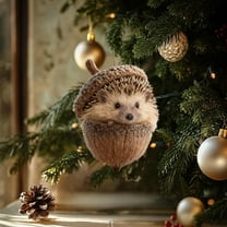 Forest Animal Acorn Ornaments, 10cm/8 Inch Acrylic Cute Cozy Forest Christmas Ornaments, Upgrade Christmas Woodland Creature Hanging Ornament Pine Cone Animal Decoration(D)