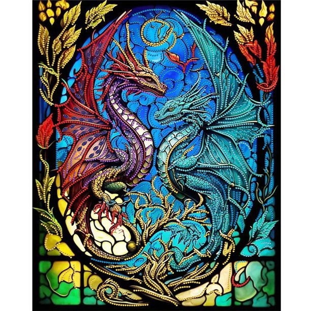 5D DIY Con Forma Especial Parcial Dragón Doble 40x50cm