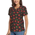 thumbnail image 2 of Honeii Tomatoes1 Print Women's Classic V-Neck T-Shirt,Womens Fashion Tops,Stylish Everyday Top for Women, Casual Summer Spring Outfits Clothes-XX-Large, 2 of 5