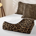 thumbnail image 4 of Meiyoeat Textured Leopard Print Bed Spread Queen,Retro Furry Animal Pattern Queen Coverlet Set,Brown Black, 4 of 7