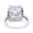 thumbnail image 3 of Halo Emerald Cut Engagement Ring Simulated Cubic Zirconia 925 Sterling Silver Size 10, 3 of 6