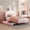 Pink-drawers, variant on Aukfa Upholstered Platform Bed with Princess Crown Headboard, PU Full Size Bed Frame - White/Pink