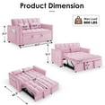 thumbnail image 2 of AISWORD 3 in 1 Convertible Sleeper Sofa Bed for Living Room, 55" Velvet Pull Out Couch, Space-Saving Loveseat with Adjustable Back, Side Pocket and 2 Pillows, Pink, 2 of 6