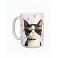 thumbnail image 2 of Duo de tazas de cerámica 445 ml diseño ilustrado de gato, 2 of 7
