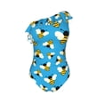 thumbnail image 4 of Yiaed Flying Bees Print Women One Piece Swimsuits Tummy Control One Shoulder Bathing Suits Pattern Ruffle Swimwear-Medium, 4 of 8