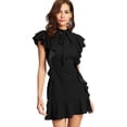 thumbnail image 1 of Vestido de fiesta de cóctel con dobladillo con volantes y manga corta con cuello anudado para mujer Zhivalor WRMH-221-7, 1 of 6
