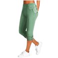 thumbnail image 2 of FNFYFH Liquidation Pantalons Capris de Yoga de Plein Air pour Femmes, Randonnée, Vert Armée, 2 of 7