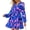 Blue Pink Flower, variant on Spring Dresses for Women Mini Long Sleeve Elastic Waist Summer Vacation Outfits Floral Wedding Guest Dress