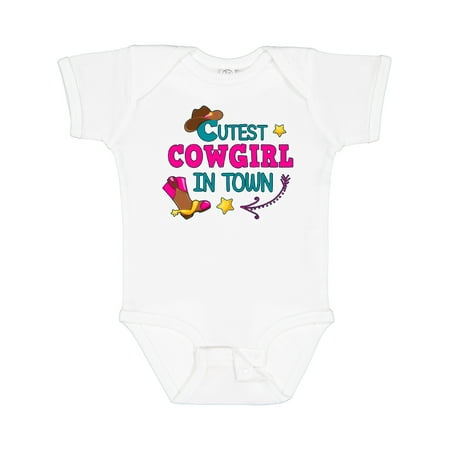 

Inktastic Cutest Cowgirl in Town with Cowgirl Hat and Boots Gift Baby Girl Bodysuit