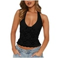thumbnail image 2 of Chbgutlmr Going out Tops for Women Trendy Sleeveless Lace Halter Tops Slim Fitted Deep V Neck Crop Tops Casual Summer Cute Shirts, 2 of 6