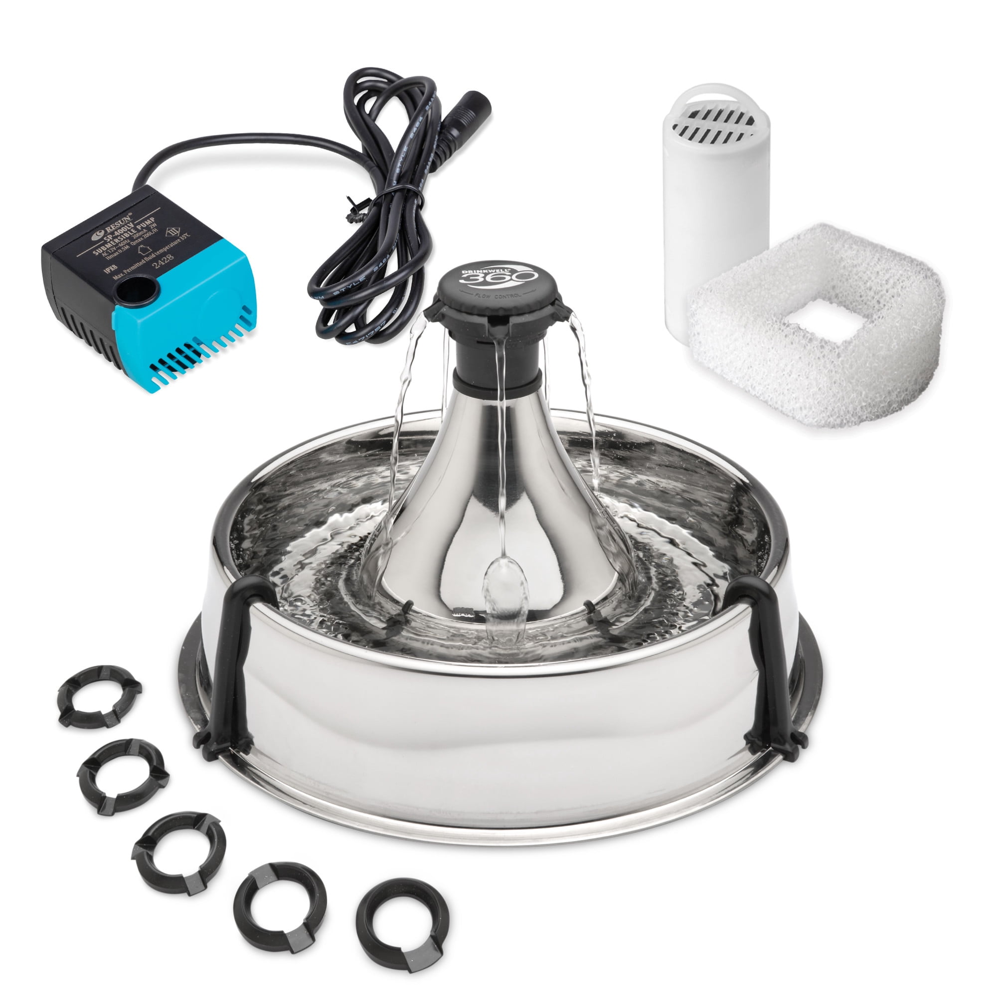 PetSafe Drinkwell Stainless Multi-Pet Pet Fountain - Automatic Dog and Cat Water Bowl - 128 oz