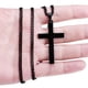 thumbnail image 3 of EeaseMX Collar con colgante de cruz de acero de titanio simple, regalo para mujer y hombre (negro, con cadena), 3 of 8