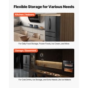 KFFKFF French Door Refrigerator, 18.9 Cu. Ft. Counter Depth Fridge with LED Display, Frost-Free Bottom Freezer, and 4 Casters for Home and Commercial Kitchens, Black