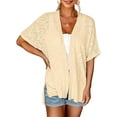 thumbnail image 2 of Daeful Chemise Cardigan pour Femmes Couverture Solide Printemps Ouvert Léger Abricot TG, 2 of 5