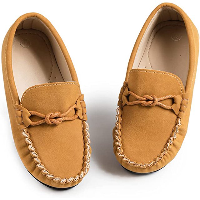 Niños Niñas Mocasines Slip On Little Kid Oxford Dress Flats Casual Boat Shoes marrón JAMW Sencillez