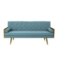 thumbnail image 7 of Noble House Nathanial Fabric Tufted Sofa, Blue, Dark Walnut, 7 of 7