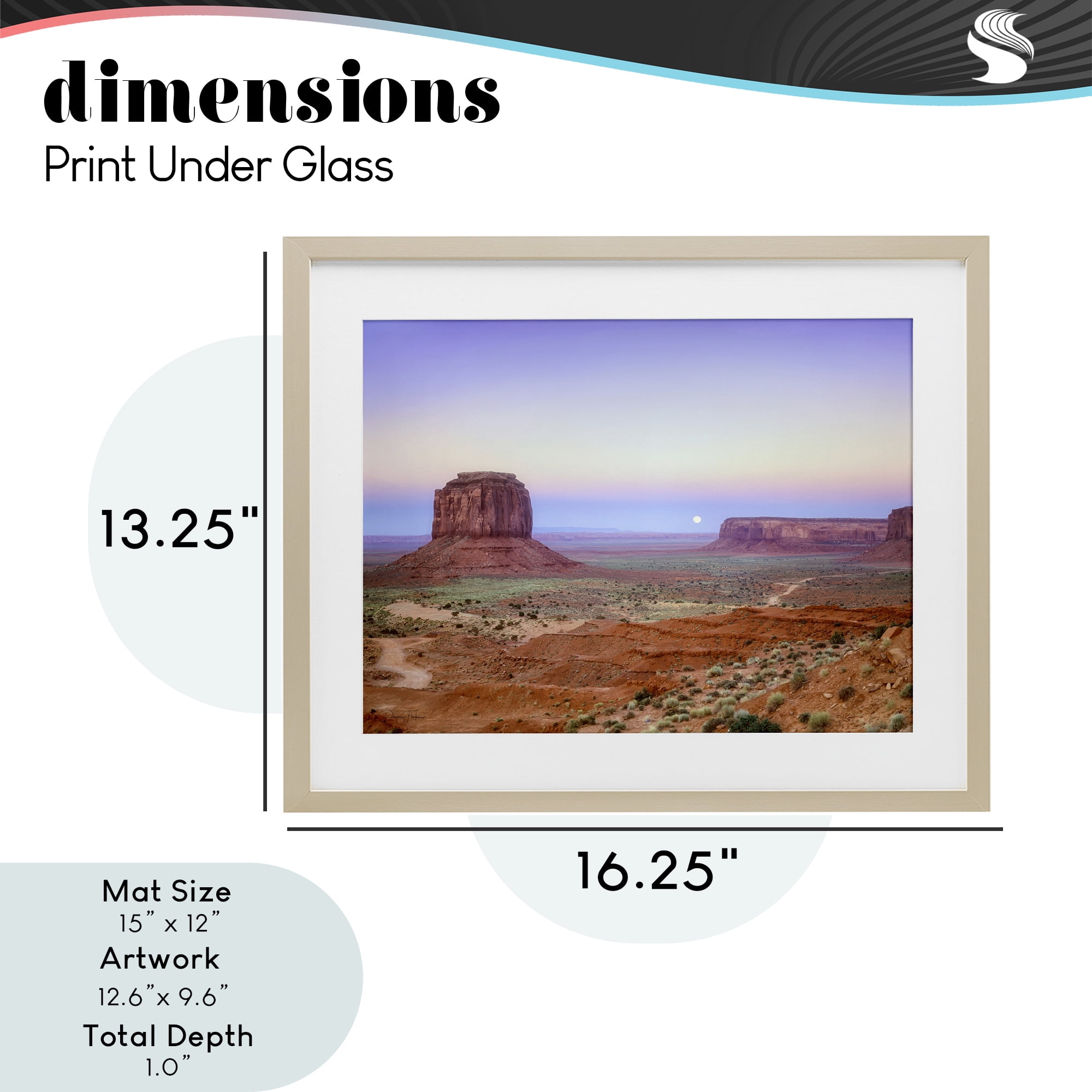 Stupell Industries Moonrise Over Monument Valley Birch Framed Print Under Glass, design by Dennis Frates