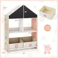 thumbnail image 3 of Costway Kids Dollhouse Bookshelf with Writable Chalkboard  Whiteboard 4 Top Compartments Pink, 3 of 10