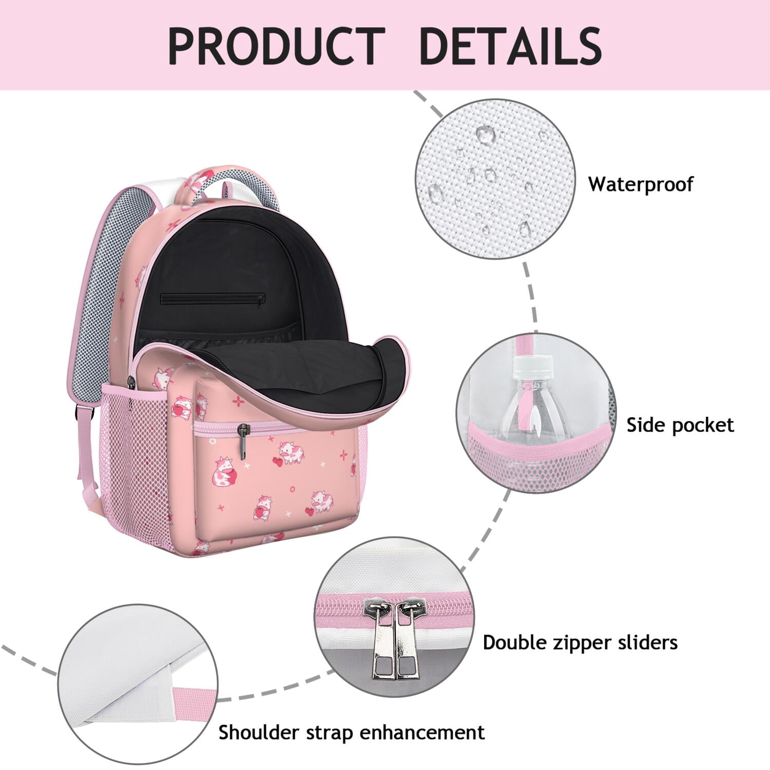 Highland Cow Print Waterproof Bookbag - Breathable & Stylish School Backpack with Spinal Support Design for Cow Lovers & Farmhouse Style