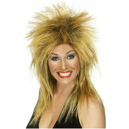 80's Rock Diva Adult Costume Long Ginger & Black Wig