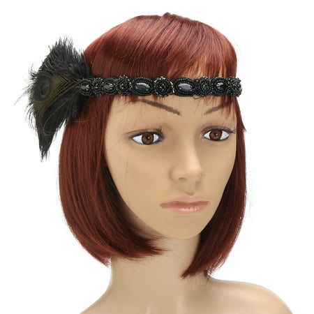 1920s Headpiece Headband Feather 20 S Bridal Great Gatsby Flapper Gangster Hair Hoop