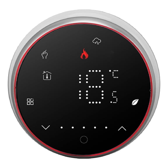 Suodoka Smart Thermostat Programmable LED Display Recessed Round Digital Thermostat AC95-240V Water Heating System Black 3.9 inches / 10 cm