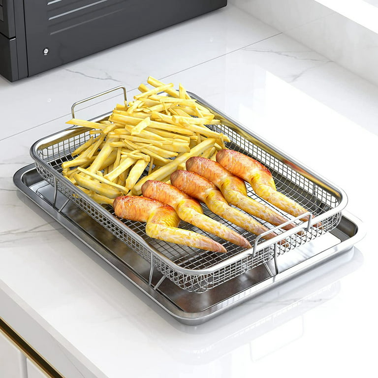 Air Fryer Basket for Oven,Stainless Steel Crisper Tray and Pan, Deluxe Air  Fry in Your Oven, 2-Piece Set, for the Grill 