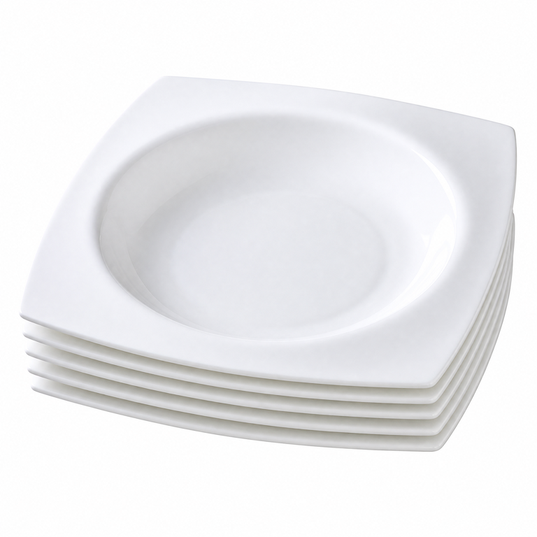 AsterOutdoor Square Plate Set For 6, White Ceramic Dinnerware photo 2