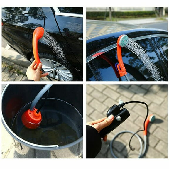 12V 40-62W Portable Outdoor Camping Water Pump Shower Head Orange 5L/Min for Indoor/Outdoor Showers, Camping, Road Trips