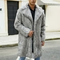 thumbnail image 5 of Men Faux Fur Long Coat Fluffy Fuzzy Jacket Lapel Open Front Cardigan Jackets Winter Warm Parka Overcoat Outwear, 5 of 6