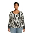 thumbnail image 2 of Terry & Sky Women’s Plus Size Henley Waffle Tee with Long Sleeves, 2- Pack, 2 of 5