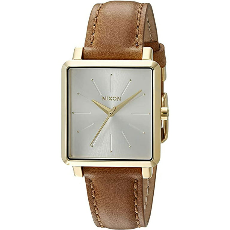Nixon Women's A4721425-00 K Square Analog Japanese Quartz Brown Leather  Watch
