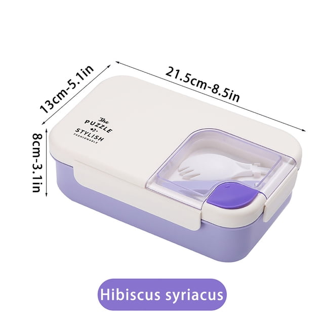 Lunch Box Keeps Food Hot Rectangular Four-Button Plastic Lunch Box Double-Layer Microwaveable Student Lunch Box Office Worker Portable Tableware Lunch Box Fit and Fresh Lunch Box