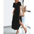 thumbnail image 4 of FreshPretty Womens Summer Casual Midi Maxi Dresses Lightweight Short Sleeve V Neck Elastic Waist Boho Beach Dress Pockets, 4 of 5