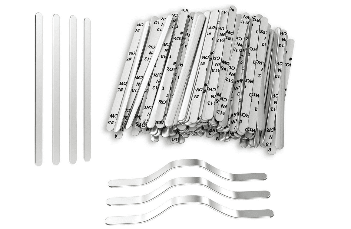 120 Pieces Nose Bridge Strip Aluminum Strips Nose Wire Adhesive Back 90 mm Nose Bridge Bracket Flat Nose Clips for DIY Sewing Crafts 
