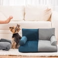 thumbnail image 3 of Sofá cama para perros con respaldo alto, nido doble, color a juego, moderno y elegante. gris cian, 3 of 9