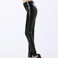 thumbnail image 6 of XFLWAM Faux Leather Leggings for Women Tummy Control Stretch High Waist Shiny Pleather Pants Black One Size, 6 of 6